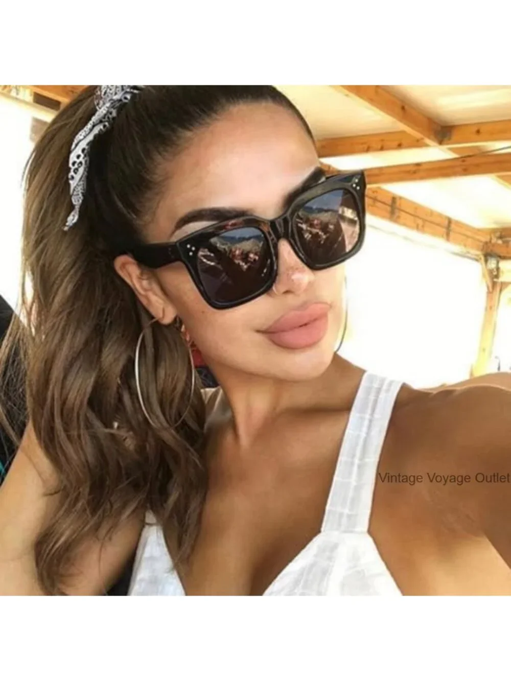 Vintage Oversized Square Sunglasses UV400 Protection Retro Trendy Shades